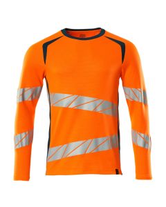 MASCOT 19081 Accelerate Safe T-Shirt, Long-Sleeved - Mens - Hi-Vis Orange/Dark Petroleum