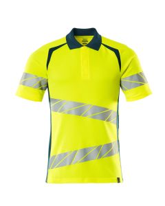 MASCOT 19083 Accelerate Safe Polo Shirt - Mens - Hi-Vis Yellow/Dark Petroleum