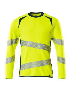 MASCOT 19084 Accelerate Safe Sweatshirt - Mens - Hi-Vis Yellow/Dark Petroleum