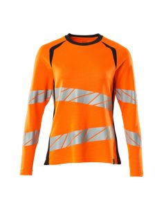 MASCOT 19091 Accelerate Safe T-Shirt, Long-Sleeved - Womens - Hi-Vis Orange/Dark Navy