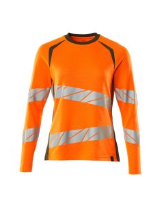 MASCOT 19091 Accelerate Safe T-Shirt, Long-Sleeved - Womens - Hi-Vis Orange/Moss Green