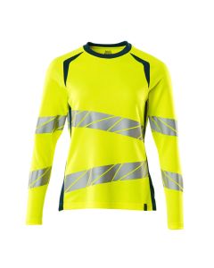 MASCOT 19091 Accelerate Safe T-Shirt, Long-Sleeved - Womens - Hi-Vis Yellow/Dark Petroleum