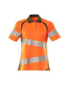 MASCOT 19093 Accelerate Safe Polo Shirt - Womens - Hi-Vis Orange/Moss Green
