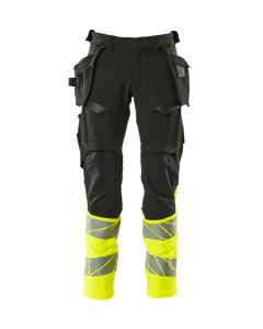 MASCOT 19131 Accelerate Safe Trousers With Holster Pockets - Mens - Black/Hi-Vis Yellow