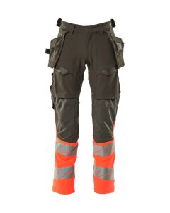 MASCOT 19131 Accelerate Safe Trousers With Holster Pockets - Mens - Dark Anthracite/Hi-Vis Red