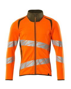MASCOT 19184 Accelerate Safe Sweatshirt With Zipper - Mens - Hi-Vis Orange/Moss Green