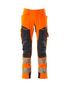 MASCOT 19279 Accelerate Safe Trousers With Kneepad Pockets - Mens - Hi-Vis Orange/Dark Navy