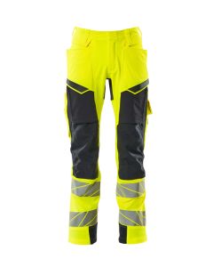 MASCOT 19279 Accelerate Safe Trousers With Kneepad Pockets - Mens - Hi-Vis Yellow/Dark Navy