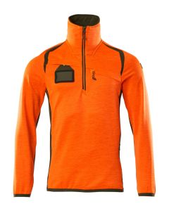 MASCOT 19303 Accelerate Safe Fleece Jumper With Half Zip - Mens - Hi-Vis Orange/Moss Green