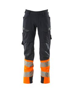 MASCOT 19379 Accelerate Safe Trousers With Thigh Pockets - Mens - Dark Navy/Hi-Vis Orange