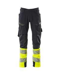 MASCOT 19379 Accelerate Safe Trousers With Thigh Pockets - Mens - Dark Navy/Hi-Vis Yellow