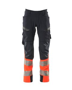 MASCOT 19379 Accelerate Safe Trousers With Thigh Pockets - Mens - Dark Navy/Hi-Vis Red