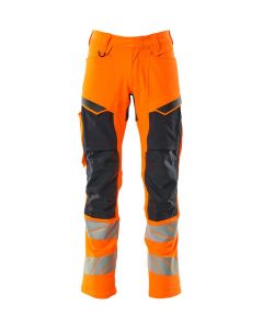 MASCOT 19479 Accelerate Safe Trousers With Kneepad Pockets - Mens - Hi-Vis Orange/Dark Navy