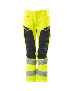 MASCOT 19578 Accelerate Safe Trousers With Kneepad Pockets - Womens - Hi-Vis Yellow/Dark Navy