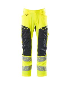 MASCOT 19579 Accelerate Safe Trousers With Kneepad Pockets - Mens - Hi-Vis Yellow/Dark Navy