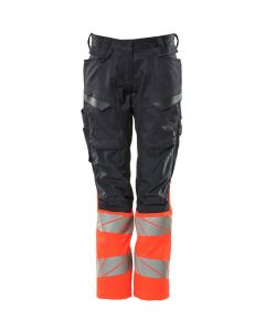 MASCOT 19678 Accelerate Safe Trousers With Kneepad Pockets - Womens - Dark Navy/Hi-Vis Red