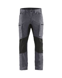 Blaklader 1459 Service Trousers With Stretch - 65% Polyester/35% Cotton (Mid Grey/Black)