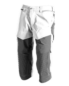 Mascot 22249 3/4 Length Trousers with Kneepad Pockets - Mens - White/Stone Grey