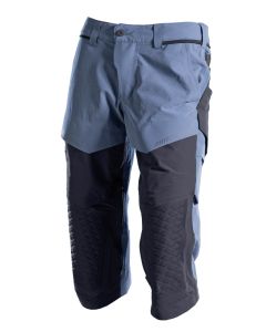 Mascot 22249 3/4 Length Trousers with Kneepad Pockets - Mens - Stone Blue/Dark Navy