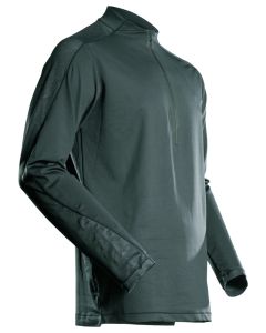 Mascot 22681 T-Shirt, Long-Sleeved, with Half Zip - Mens - Forest Green