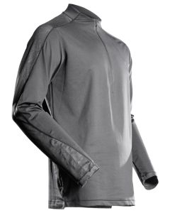 Mascot 22681 T-Shirt, Long-Sleeved, with Half Zip - Mens - Stone Grey