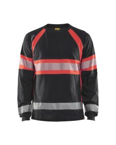 Blaklader 3510 Hi-Vis Long Sleeved T-Shirt - Black/Red Hi-Vis