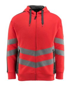 MASCOT 50138 Corby Safe Supreme Hoodie With Zipper - Hi-Vis Red/Dark Anthracite