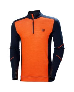 Helly Hansen 75107 Lifa Merino Half Zip Sweatshirt - Navy/Dark Orange