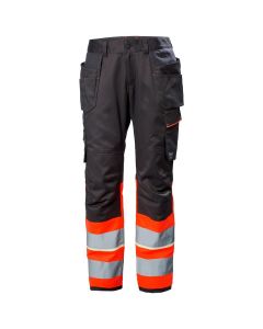 Helly Hansen 77511 Uc-Me Construction Trousers CL1 - Hi Vis Red/Ebony