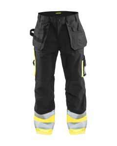 Blaklader 1529 High Visibility Trousers 100% Cotton Twill (Black/Yellow)