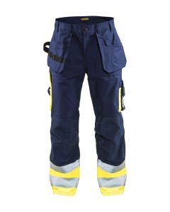 Blaklader 1529 High Visibility Trousers 100% Cotton Twill (Navy Blue/Yellow)