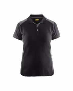 Blaklader 3390 Ladies Two Tone Pique Polo Shirt (Black/Grey)