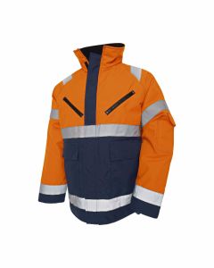 Blaklader 4827 High Vis, Winter Jacket, PU - Waterproof, Windproof (Orange/Navy Blue)