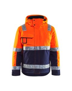Blaklader 4870 Winter Jacket High Vis - Waterproof, Quilt Lined (Orange/Navy Blue)