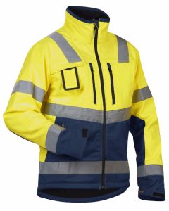 Blaklader 4900 High Vis Softshell Jacket - Waterproof, Windproof (Yellow/Navy Blue)