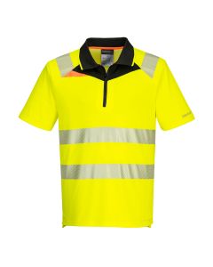 Portwest DX412 DX4 Hi-Vis Zip Polo Shirt S/S - (Yellow/Black)