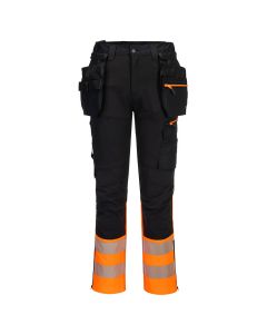 Portwest DX457 DX4 Hi-Vis Class 1 Craft Trousers - (Orange/Black)