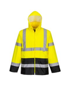 Portwest H443 Hi-Vis Contrast Classic Rain Jacket  - (Yellow/Black)