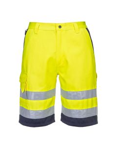 Portwest L043 Hi-Vis Lightweight Polycotton Shorts - (Yellow/Navy)