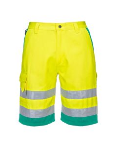 Portwest L043 Hi-Vis Lightweight Polycotton Shorts - (Yellow/Teal)