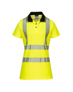 Portwest LW72 Hi-Vis Women's Cotton Comfort Pro Polo Shirt S/S  - (Yellow/Black)