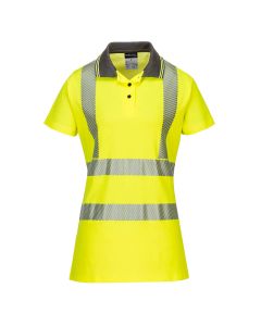 Portwest LW72 Hi-Vis Women's Cotton Comfort Pro Polo Shirt S/S  - (Yellow/Grey)