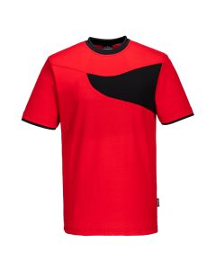 Portwest PW211 PW2 Cotton Comfort T-Shirt S/S - (Red/Black)