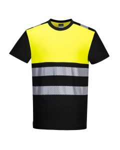 Portwest PW311 PW3 Hi-Vis Cotton Comfort Class 1 T-Shirt S/S  - (Black/Yellow)