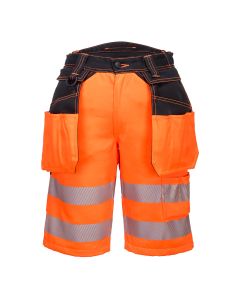 Portwest PW343 PW3 Hi-Vis Holster Pocket Shorts - (Orange/Black)