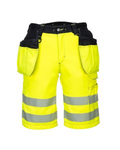 Portwest PW343 PW3 Hi-Vis Holster Pocket Shorts - (Yellow/Black)