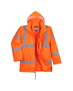 Portwest RT63 Hi-Vis Breathable Interactive Rain Traffic Jacket - (Orange)