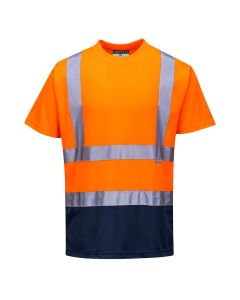 Portwest S378 Hi-Vis Contrast T-Shirt S/S  - (Orange/Navy)