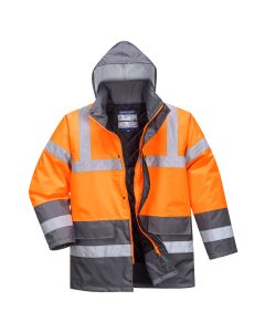 Portwest S467 Hi-Vis Contrast Winter Traffic Jacket  - (Orange/Grey)