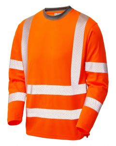 Leo Workwear CAPSTONE ISO 20471 Class 3 Coolviz Plus Sleeved T-Shirt - Hi Vis Orange